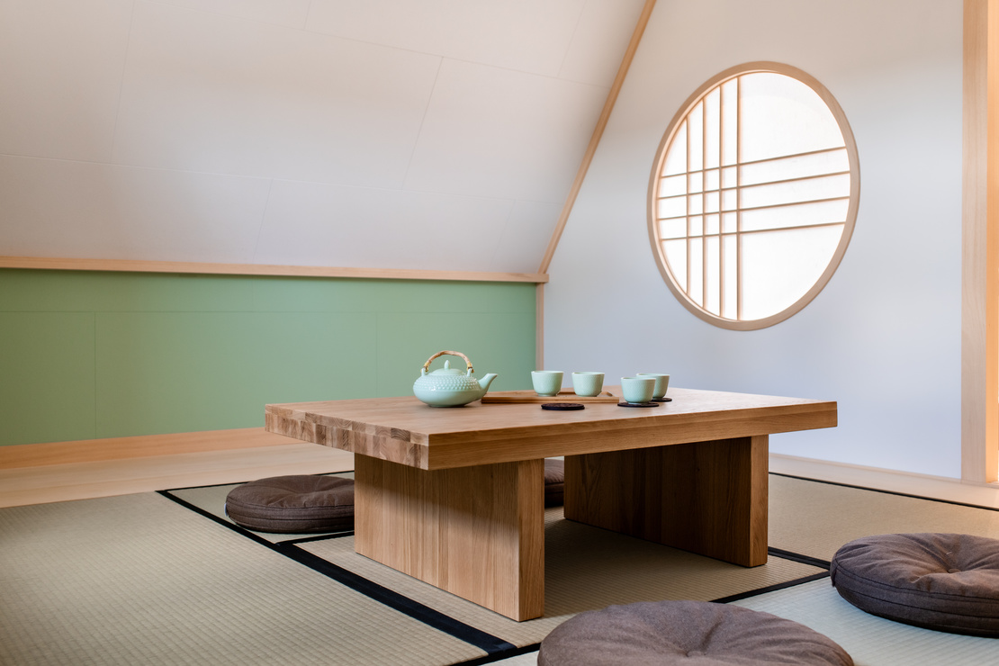 Japanese interior tea room chashitsu table ceremony