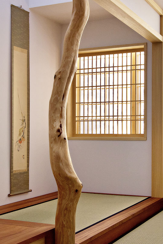 Japanese Kumiko Window Hinoki Wood Tokobashira Main Post